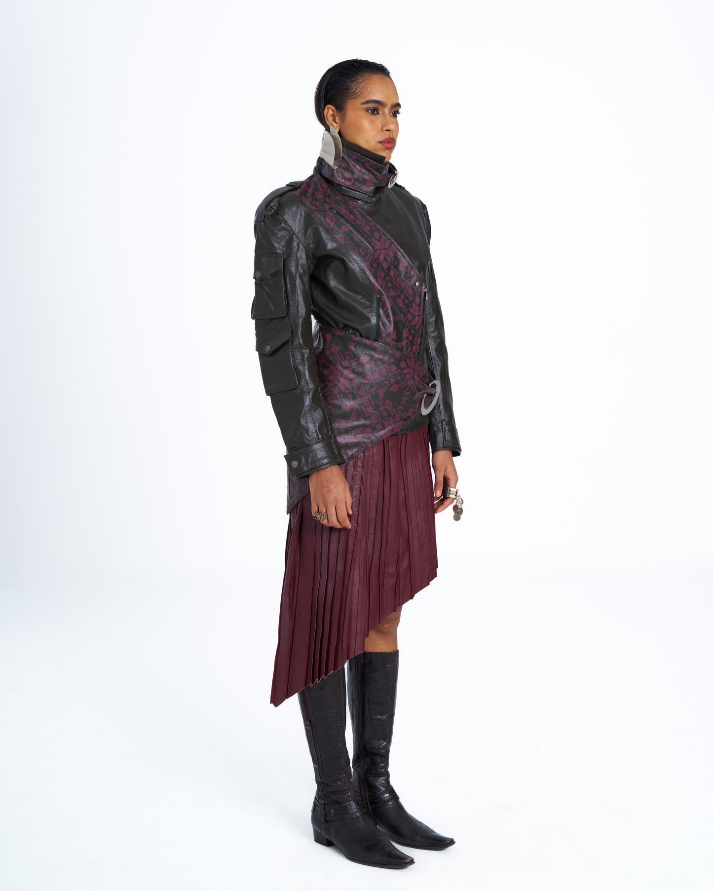LABIBA PLEATED LEATHER SKIRT