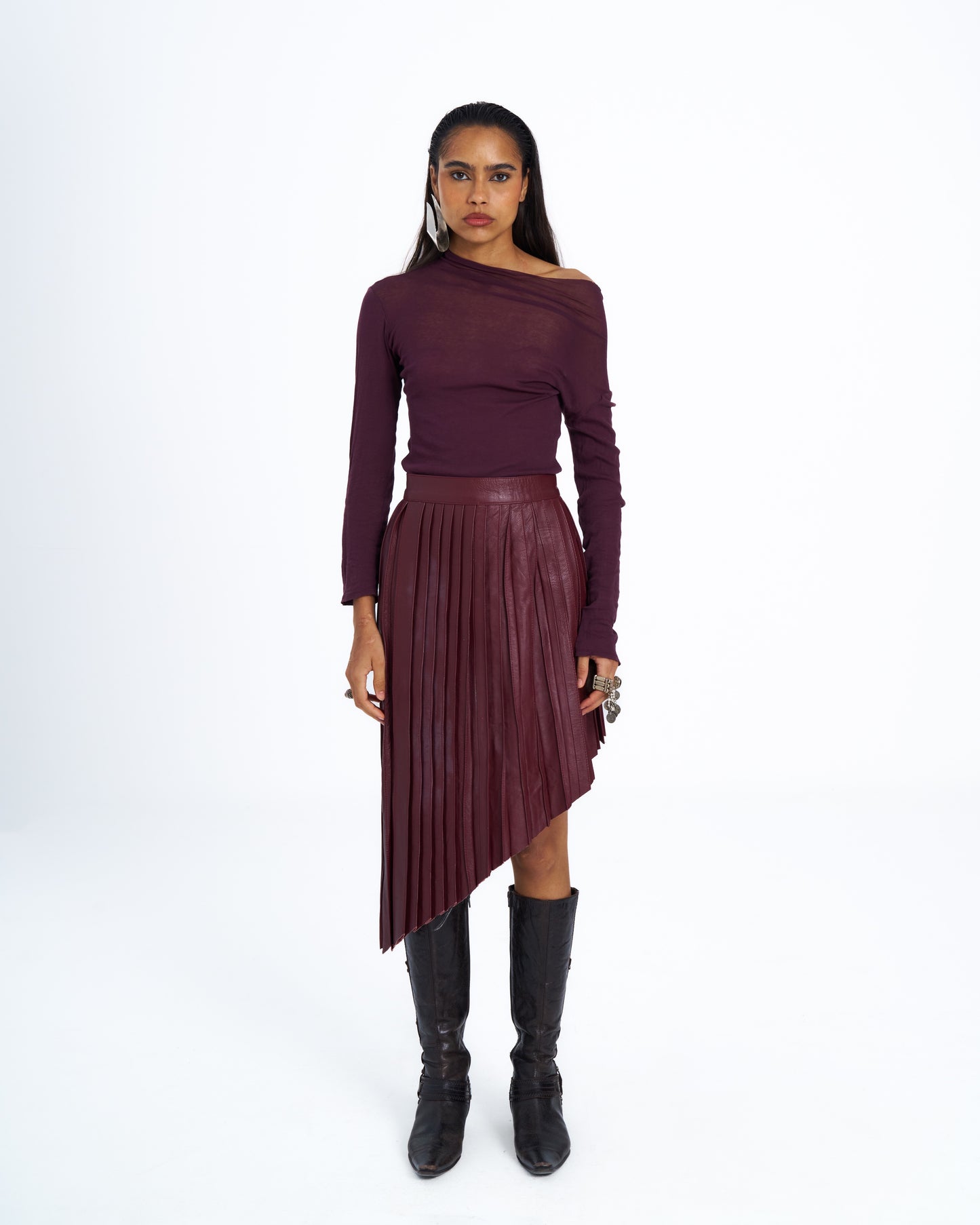LABIBA PLEATED LEATHER SKIRT