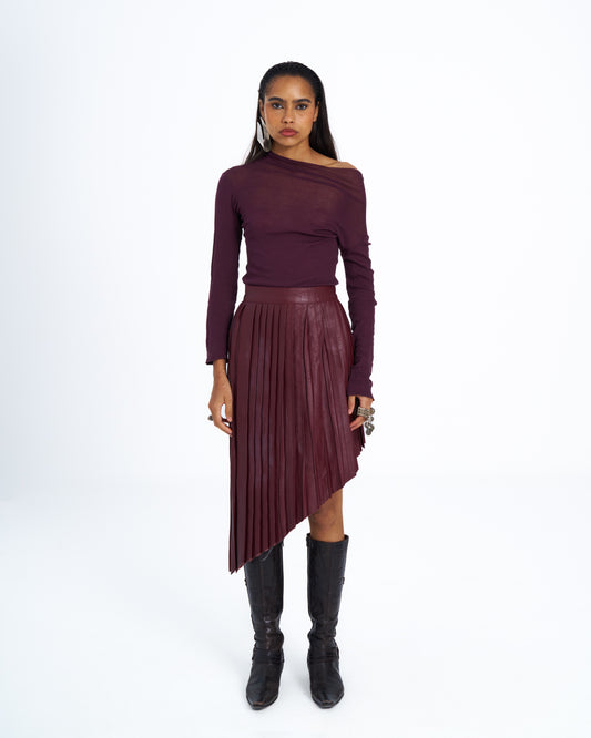 LABIBA PLEATED LEATHER SKIRT