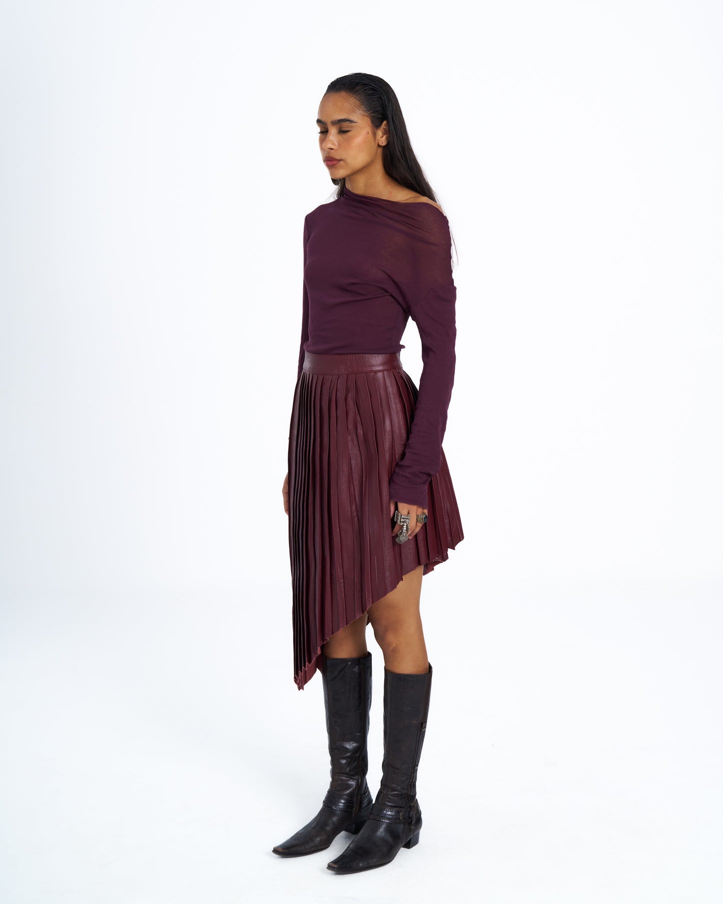 LABIBA PLEATED LEATHER SKIRT