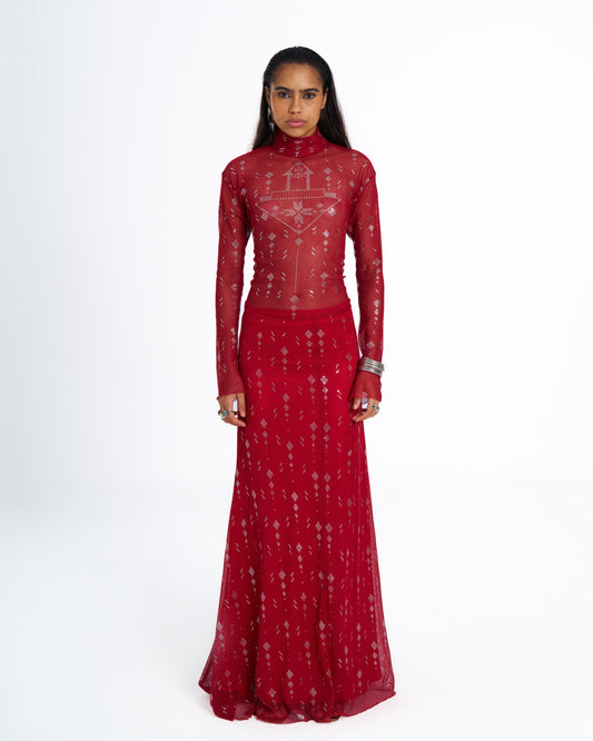 ASSIA TALLY SKIRT RED