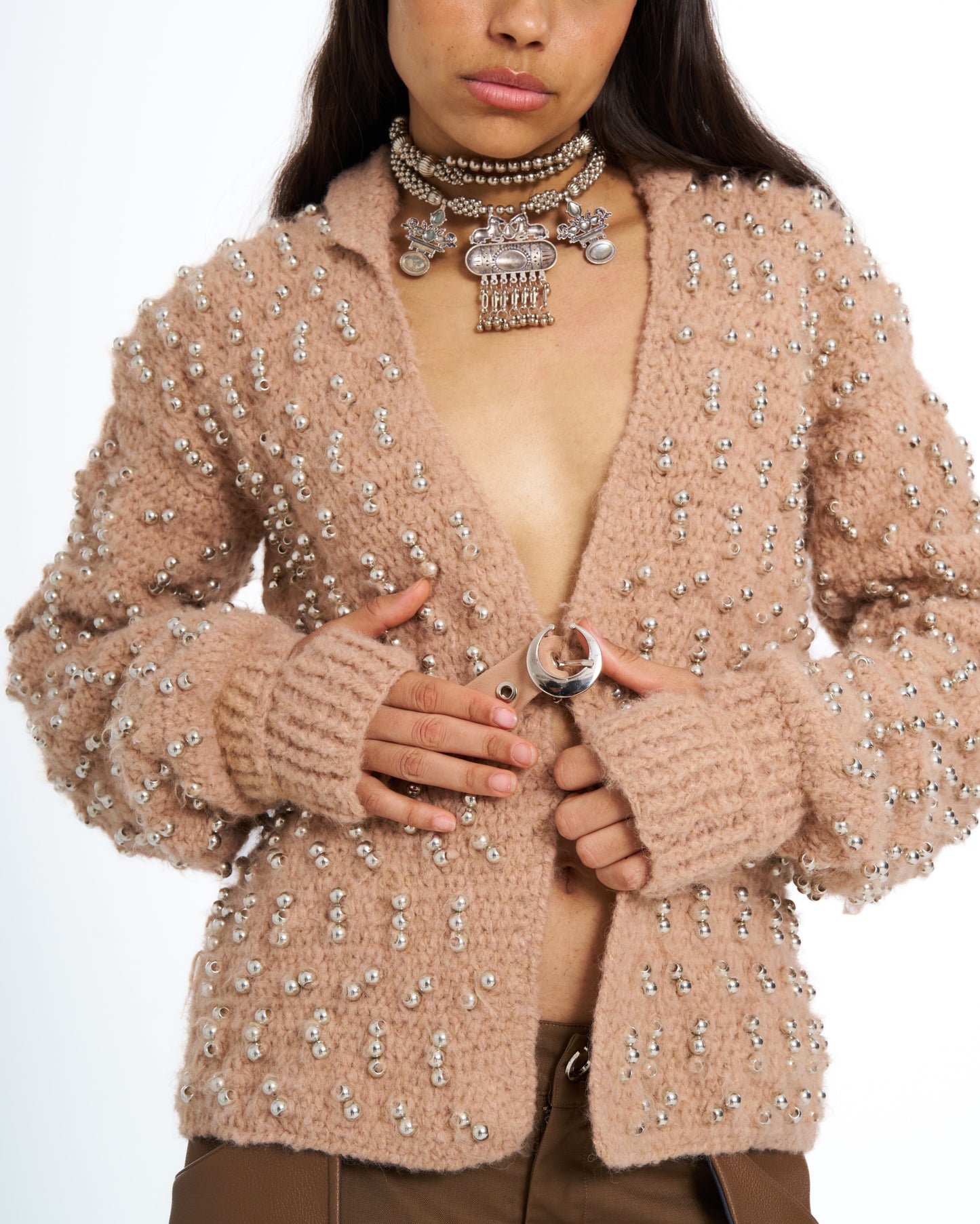 AL MAHDIYYA BEADED CROCHET CARDIGAN