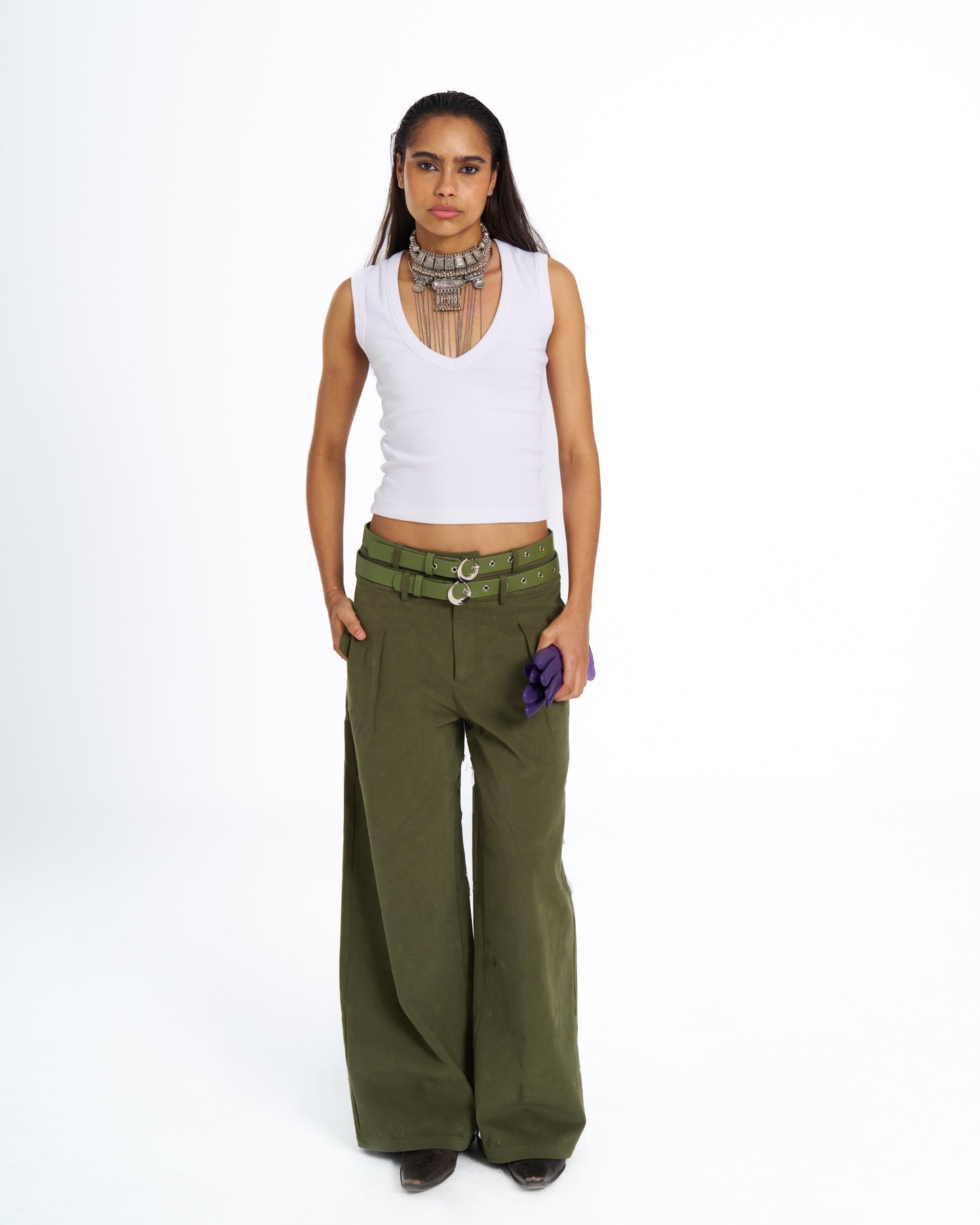 AZIZA DOUBLE WAISTED TROUSERS